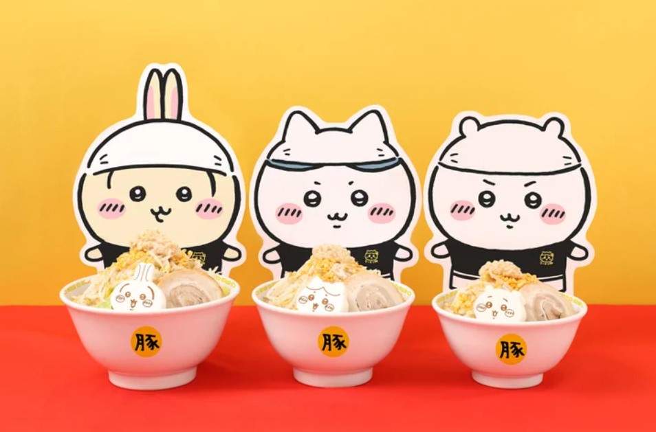 ラーメンは「ミニ（ちいかわ）」、「小（ハチワレ）」、「大（うさぎ）」3サイズ